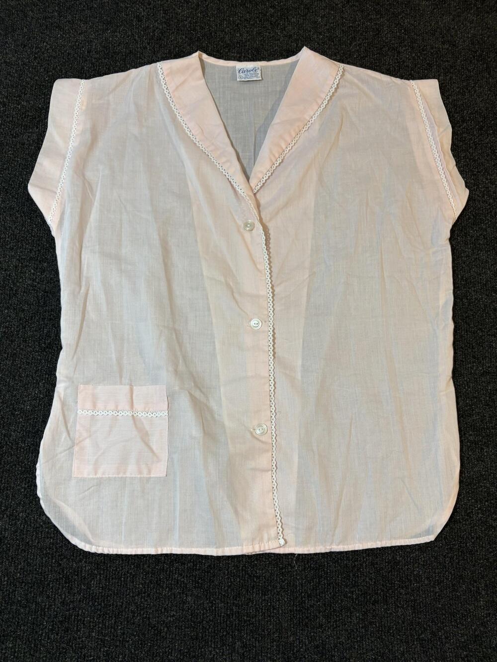Carole Pajama Top Womens L Pink Button Front Short Sleeve Lightweight Sleepwear